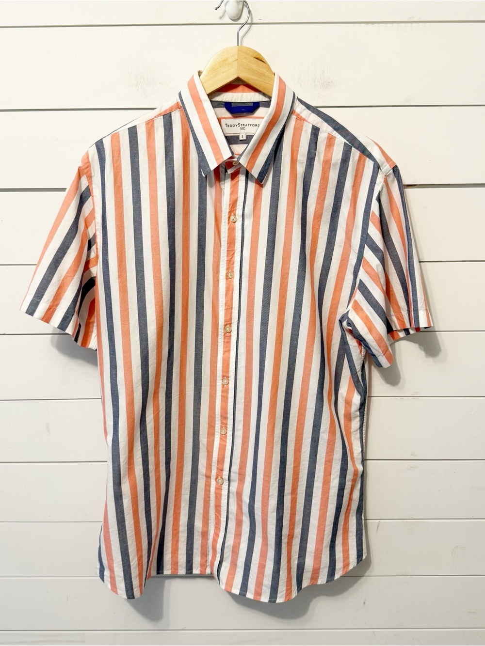 Teddy Stratford | Zip-Fit Short Sleeve 100% Stripped Shirt Size 5 (XL)